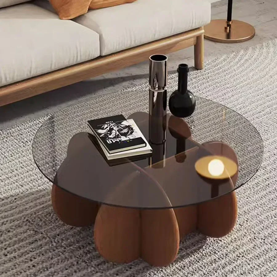 

Modern Coffee Table Home Living Room Ornament Unique Coffee Table Bedroom Platform Wood Nordic Round Glass Mesinha Home Decor