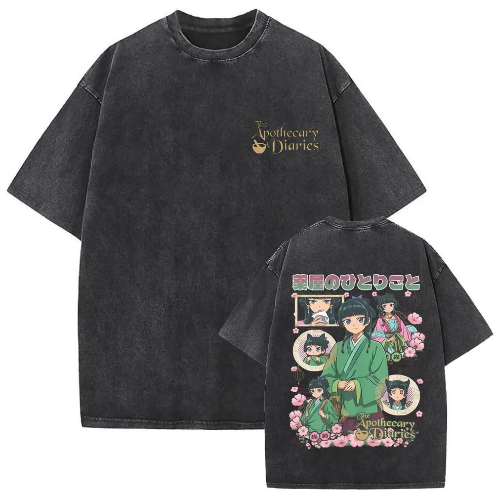 

Washed Vintage Anime The Apothecary Diaries T-shirt Funny Kawaii Cute Maomao Graphic T-shirts Men Women Cotton Oversized T Shirt