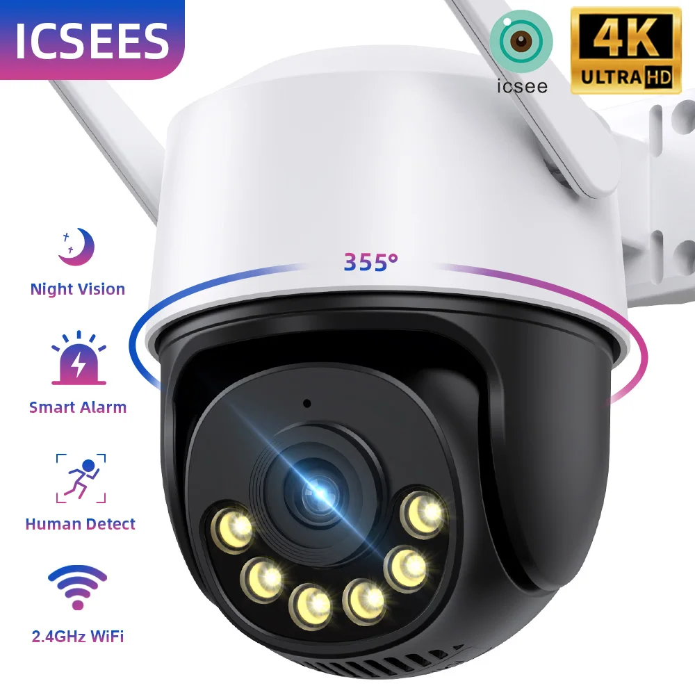 

ICSees Security Surveillance Mini Cameras 5MP Wifi PTZ Camera Outdoor 5X Digital Zoom Wireless CCTV Camera AI Human Detection