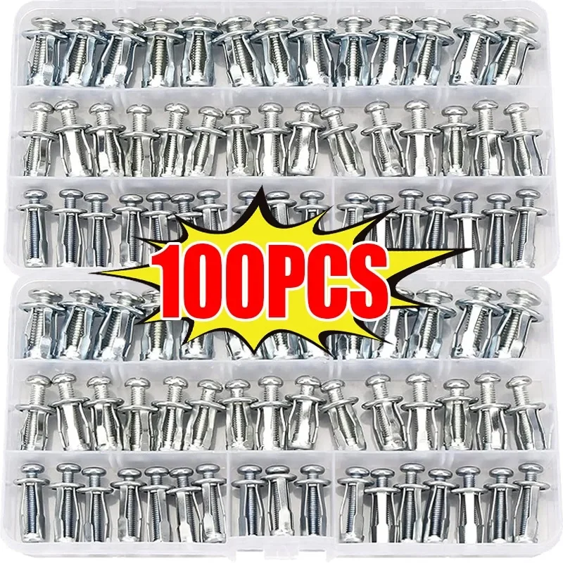 100/4PCS Petal Screw Jack Nuts Screw Anchors Expansion Plugs for Curtain Expansion Clamp Rivet Lock Bolt Board Wall Fasteners