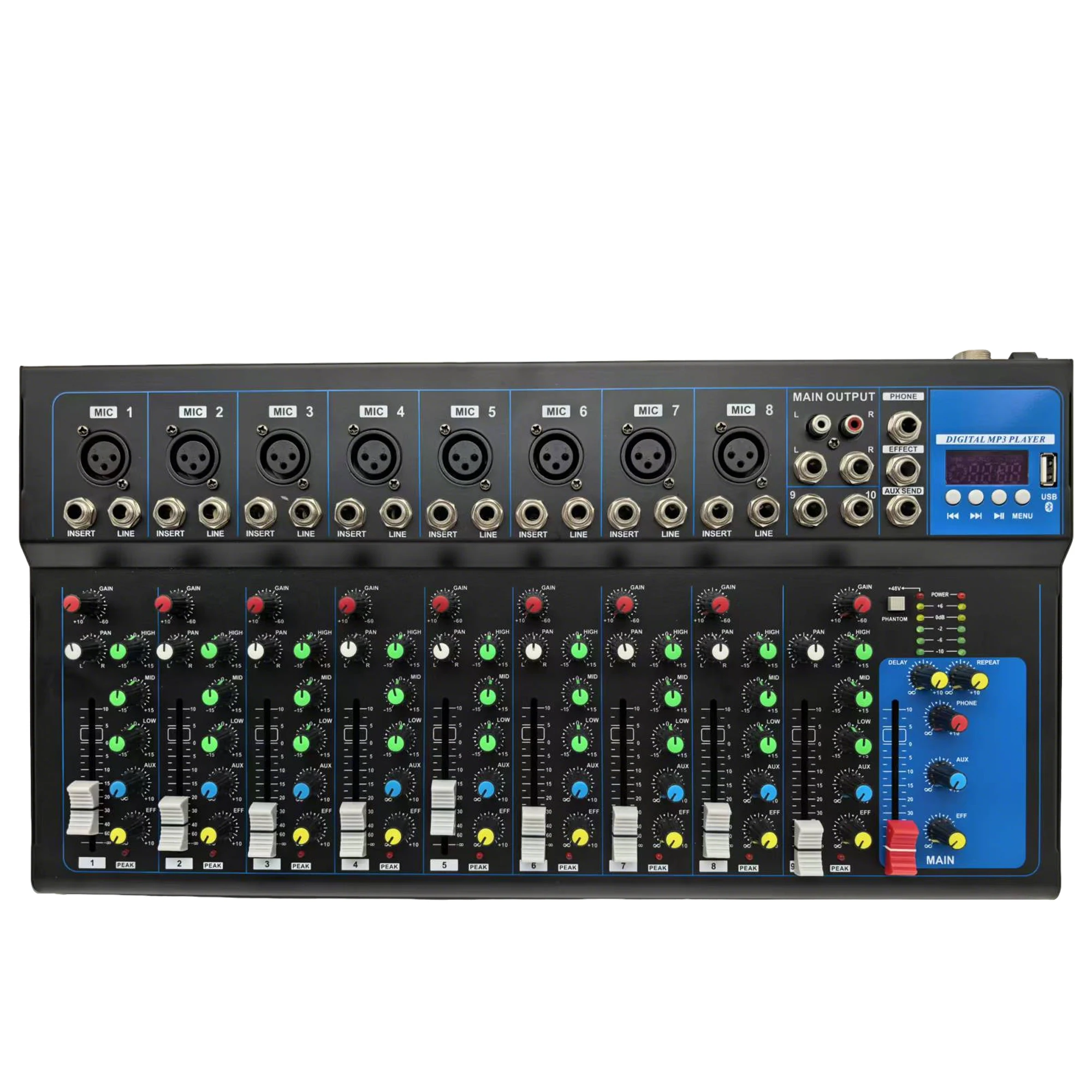 

F10 10-Channel Professional Audio Mixer For Karaoke DJ Video & Lighting With Digital Effects Processor