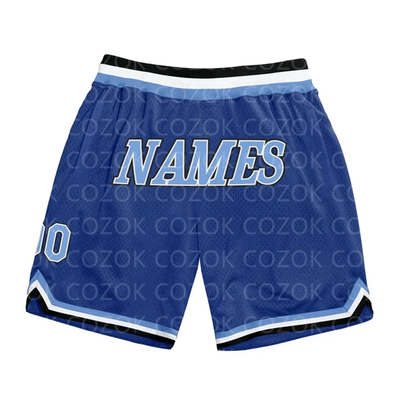 Custom light blue Authentic Basketball Shorts 3D Printed Men Shorts Your Name Mumber Quick Drying Beach Shorts