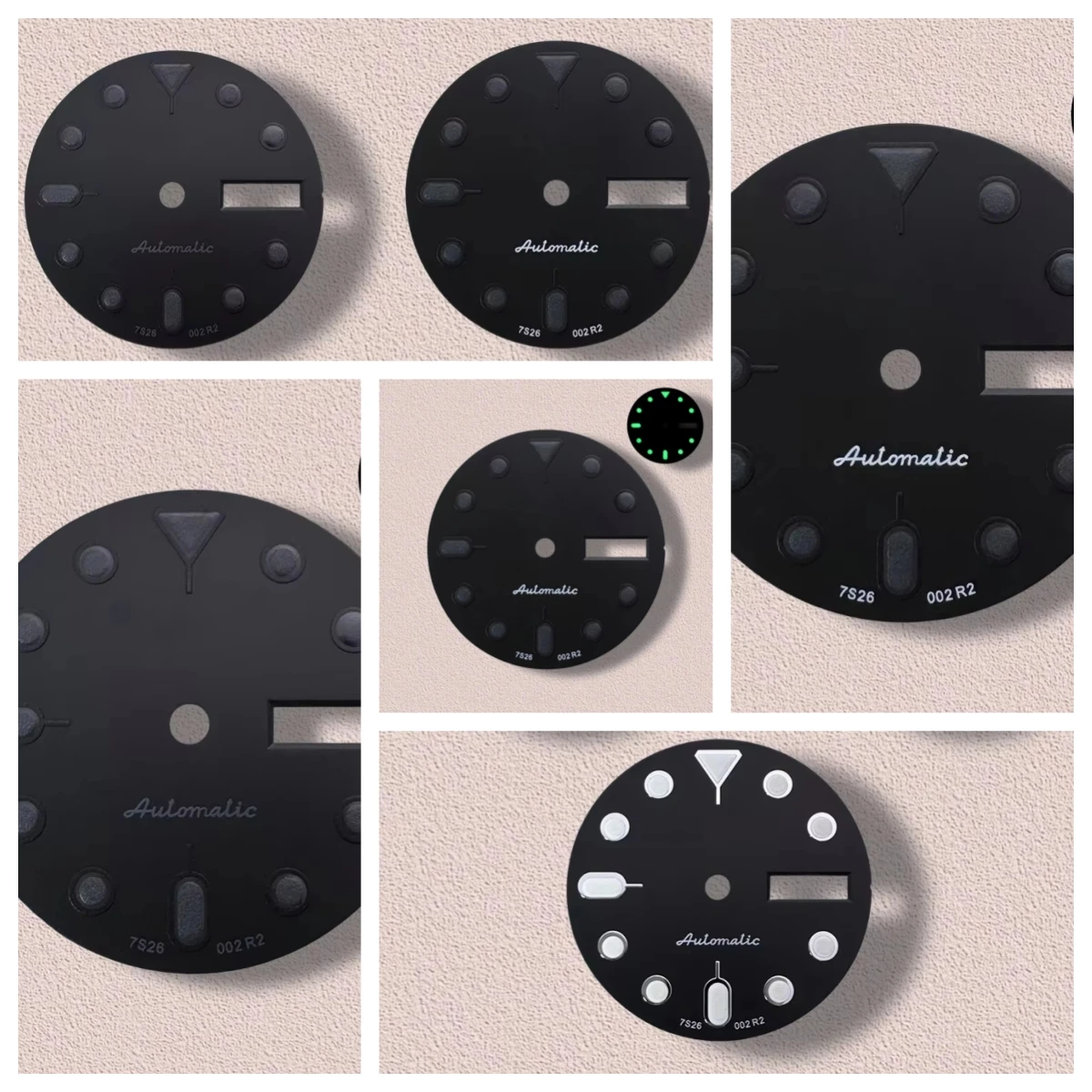 

28.5mm S 5 Logo SKX007 Black Dial Suitable for NH36/4R36 Movement Green Luminous Dual Calendar Watch Modification Accessories