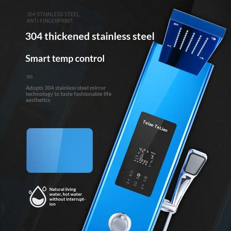 Intelligent Thermostatic Shower Screen Instant Shower Head Set All Copper Pressurized Mix Spray Modern Design Hotel Villa