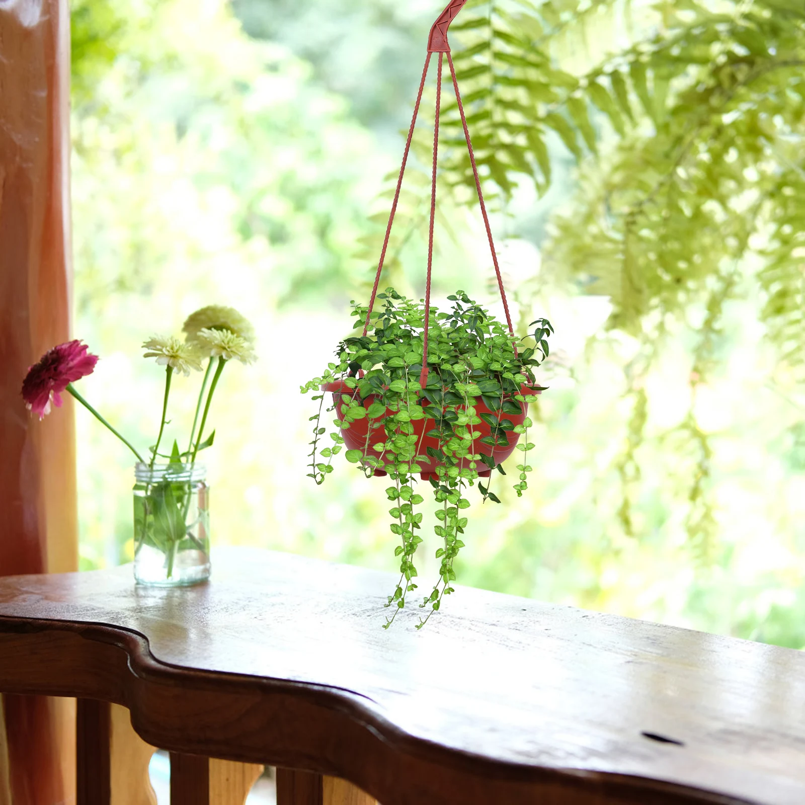 6 set Vaso da fiori in plastica con aneto verde Vasi sospesi Fioriera piccola con cestini riutilizzabili di drenaggio Decor Durevole
