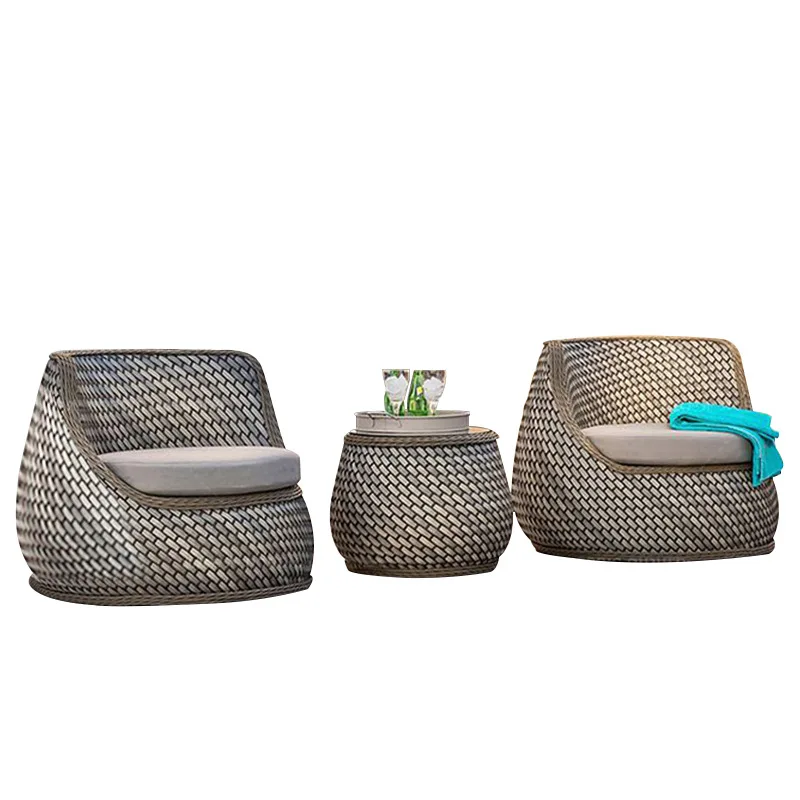

Outdoor rattan sofa combination villa courtyard balcony three-piece outdoor garden homestay simple designer furniture