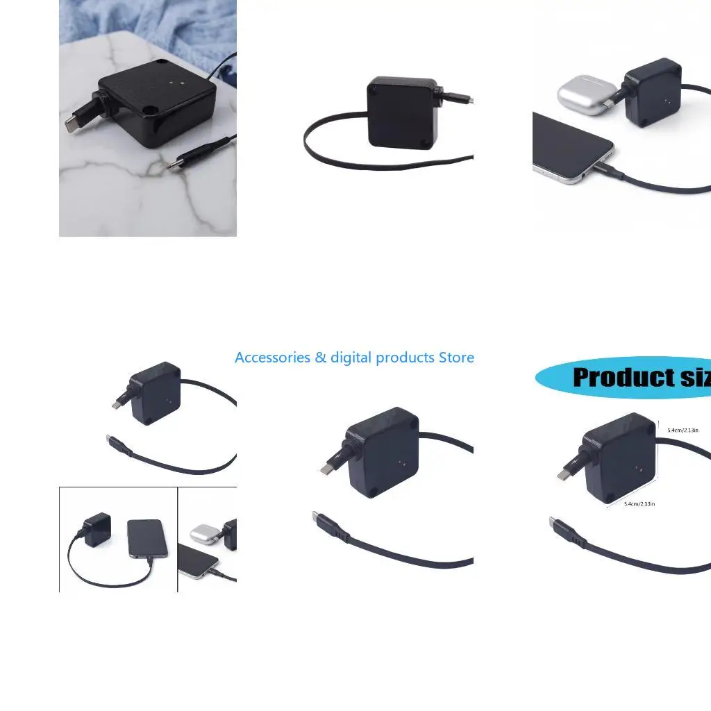 77JD Extendable to 79cm Retractable USB C Charging Cable with 100W PD and Auto Roll Feature for Neat Desk or Car Setups