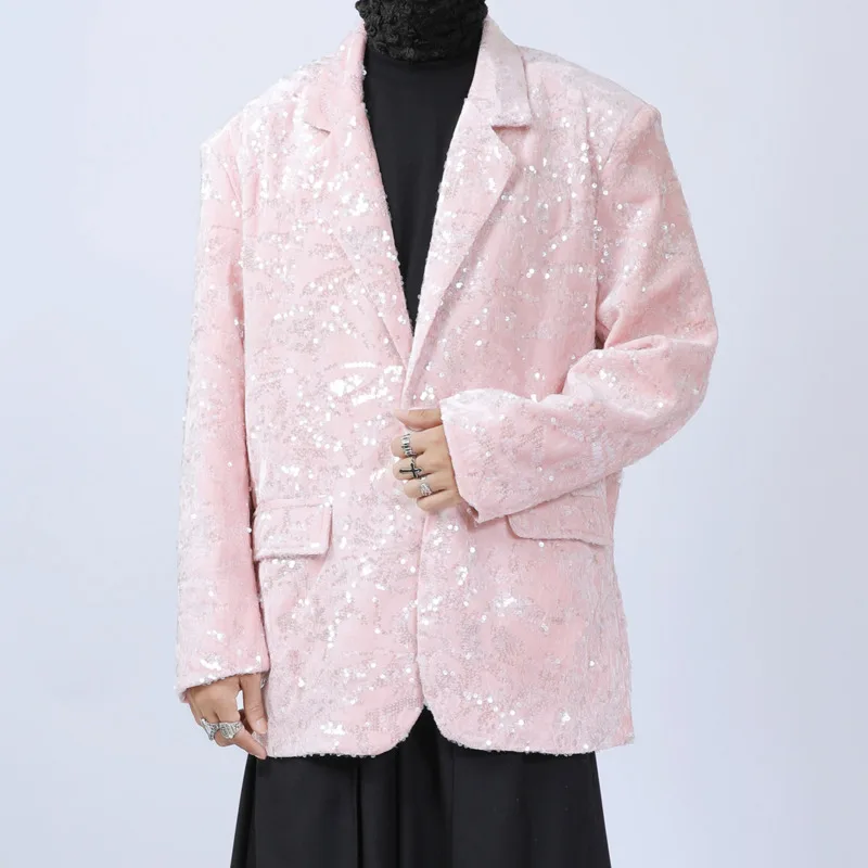 WVGA ربيع الخريف جديد رجل المد كم طويل السترة المتخصصة شيك عادية الترتر العصرية المتضخم بدوره إلى أسفل طوق البدلة سترة W14660 #2