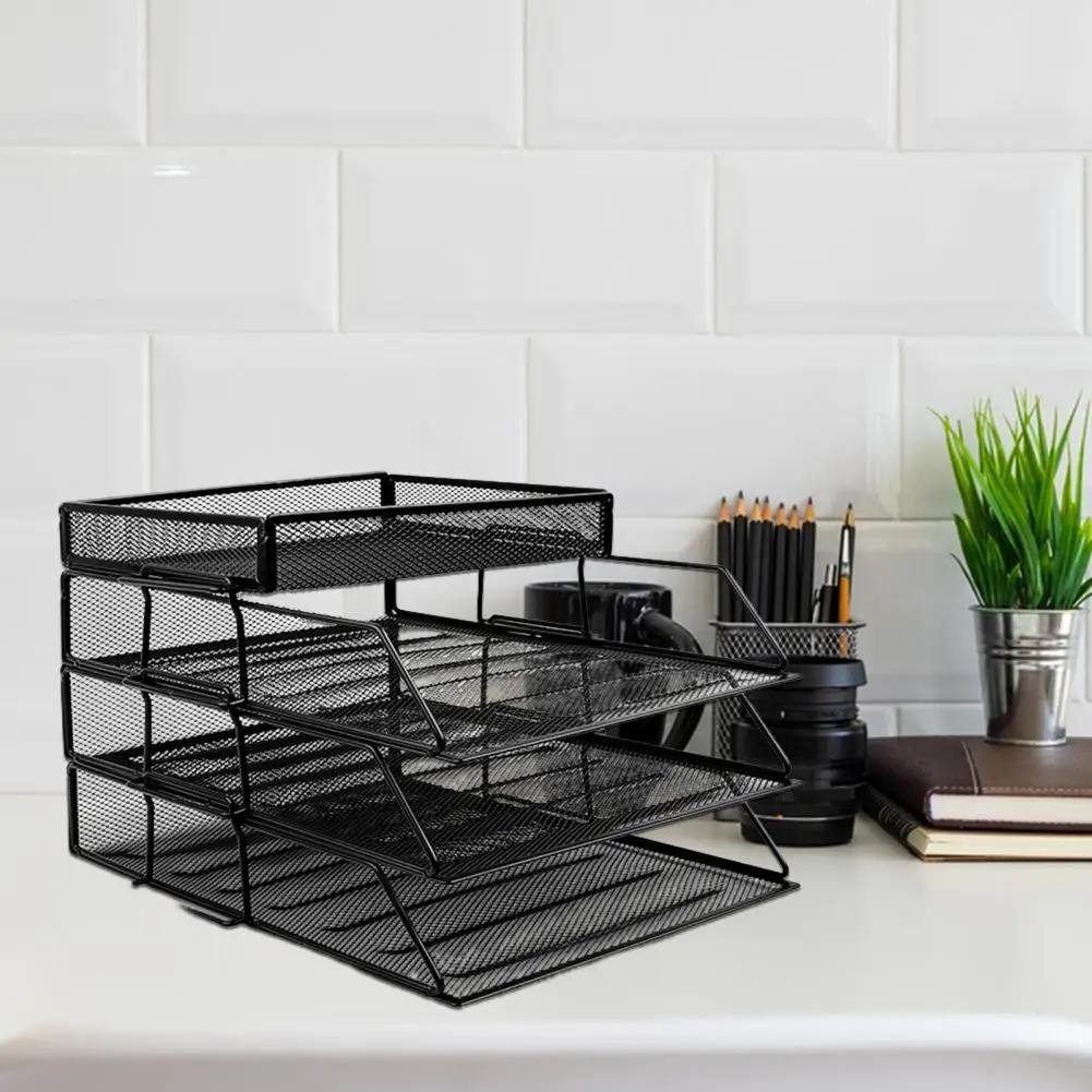 Destacável Mesh Desk Organizer com camadas removíveis, Mesh File Rack, Office Workspace Organization, Notebook e Carta