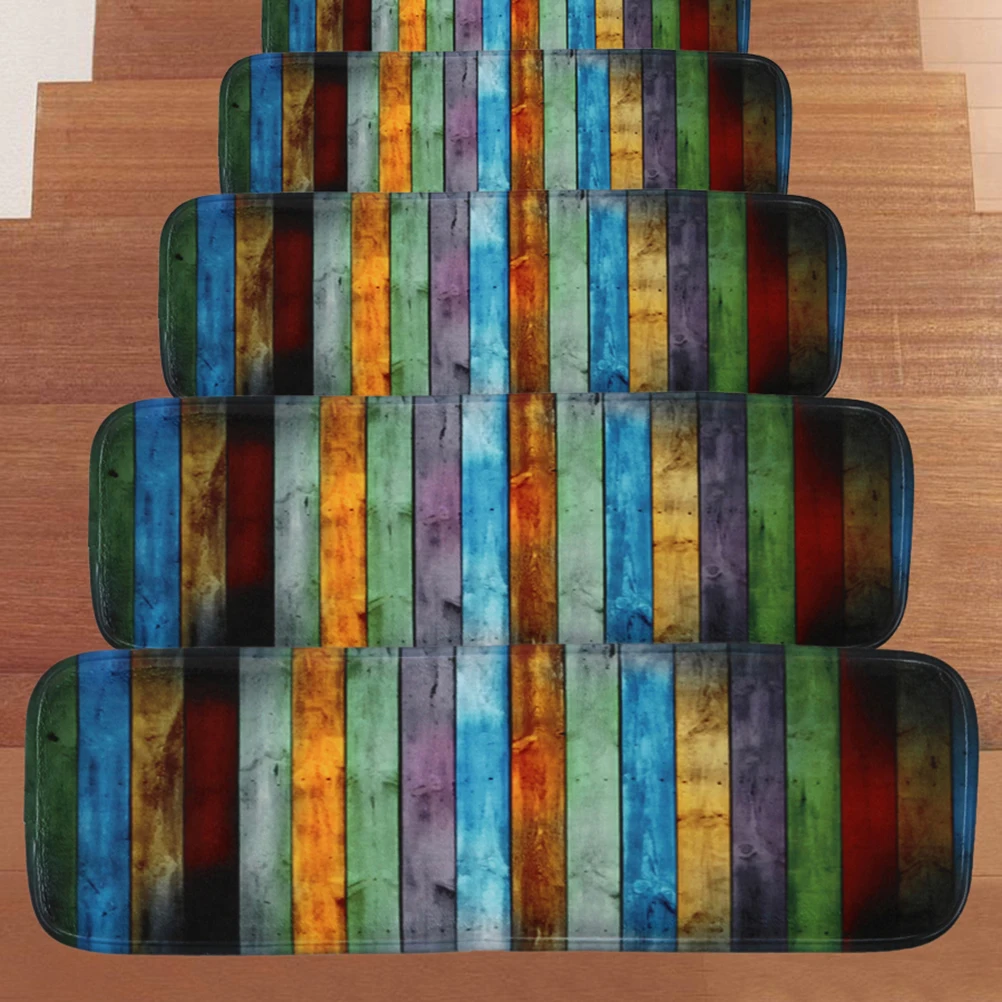 5 Pcs Stair Treads Carpets Non Slip Back High Quality Polyester Water Absorbent Prevent Pets Mess Easy Clean Indoor Rugs