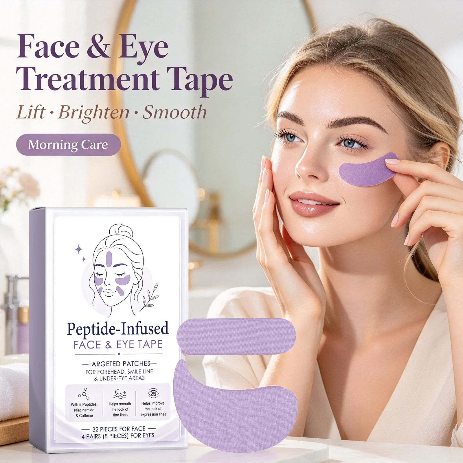 Purple Mask Patch Improve Skin Sagging Brighten Under Eye Area Reduce Dark Circle Smooth Expression Line Multi Area Use Portable