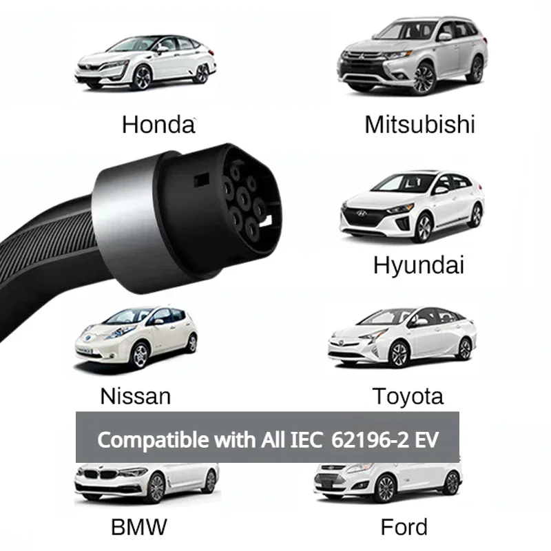 FITMPH 스마트 EV 충전기, 타입 2, 최대 22kW, 앱, 와이파이, 블루투스, 모든 IEC 62196-2 EV 호환, 자동 식별 전류