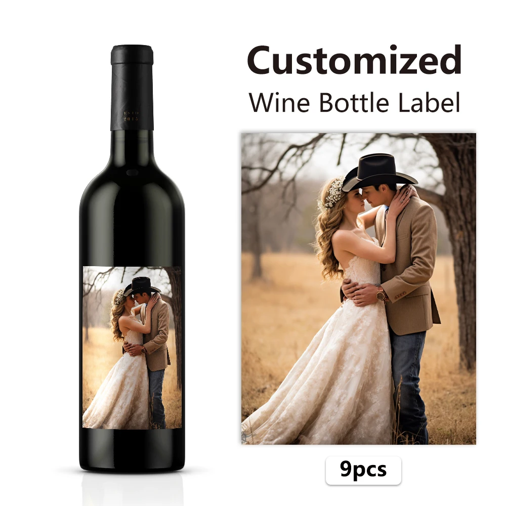 9pcs Custom Christmas Wine Labels, Waterproof Stickers, Personalized Party Decorations, Holiday Wine Bottle Labels