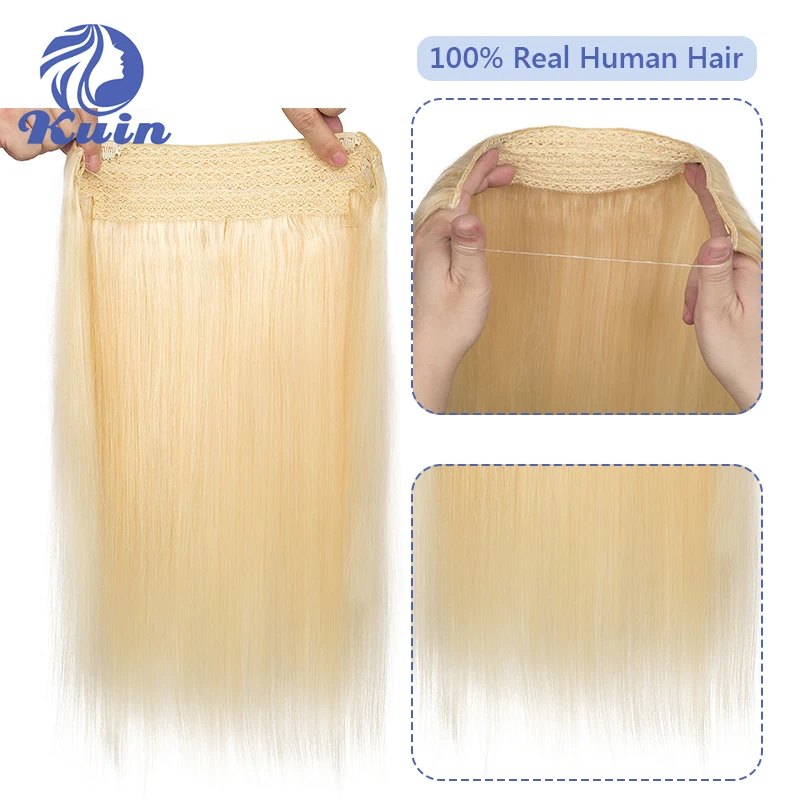 Straight Fish Line Human Hair Extension 100G Invisible Fishing Wire Clip in One Piece Seamless Natural Human Weft Free Shipping