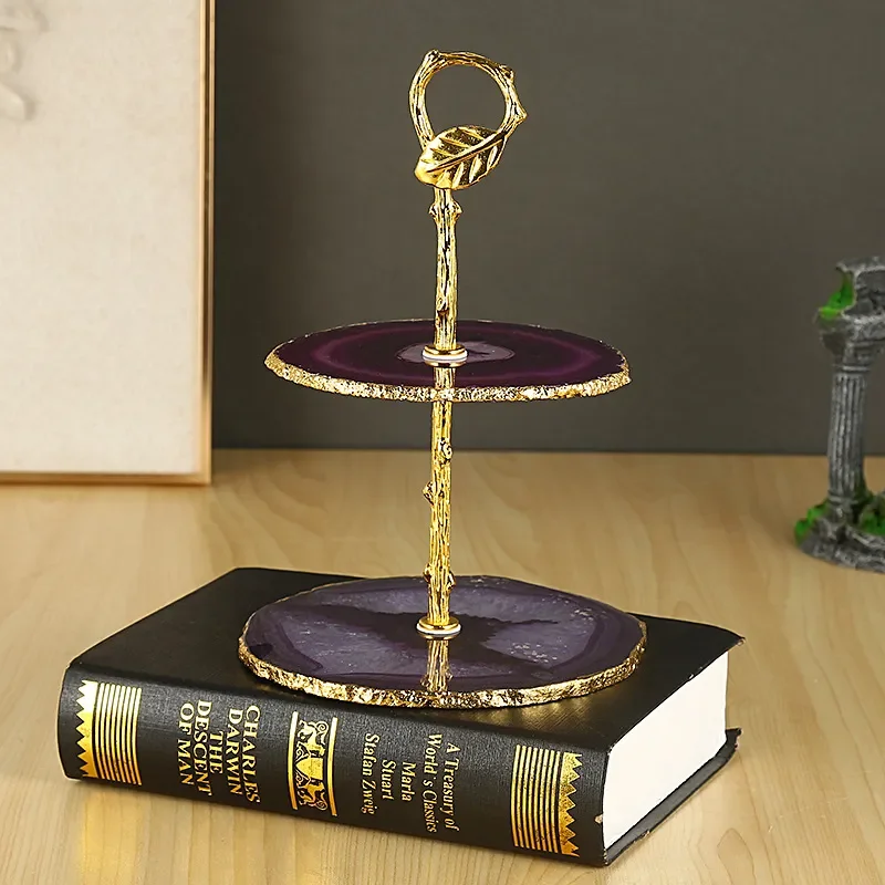 Luxury Double Tier Cake Stand for Afternoon Tea Dessert Display Rack Creative Dim Sum Plate Holder Living Room Decor