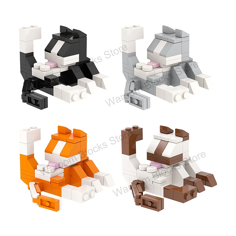 MOOXI MOC لطيف القطط الطوب مواء القط شجرة الحيوان مدينة أرقام الأثاث اللبنات الكبار مجموعة لعب للأطفال الأصدقاء هدية #2