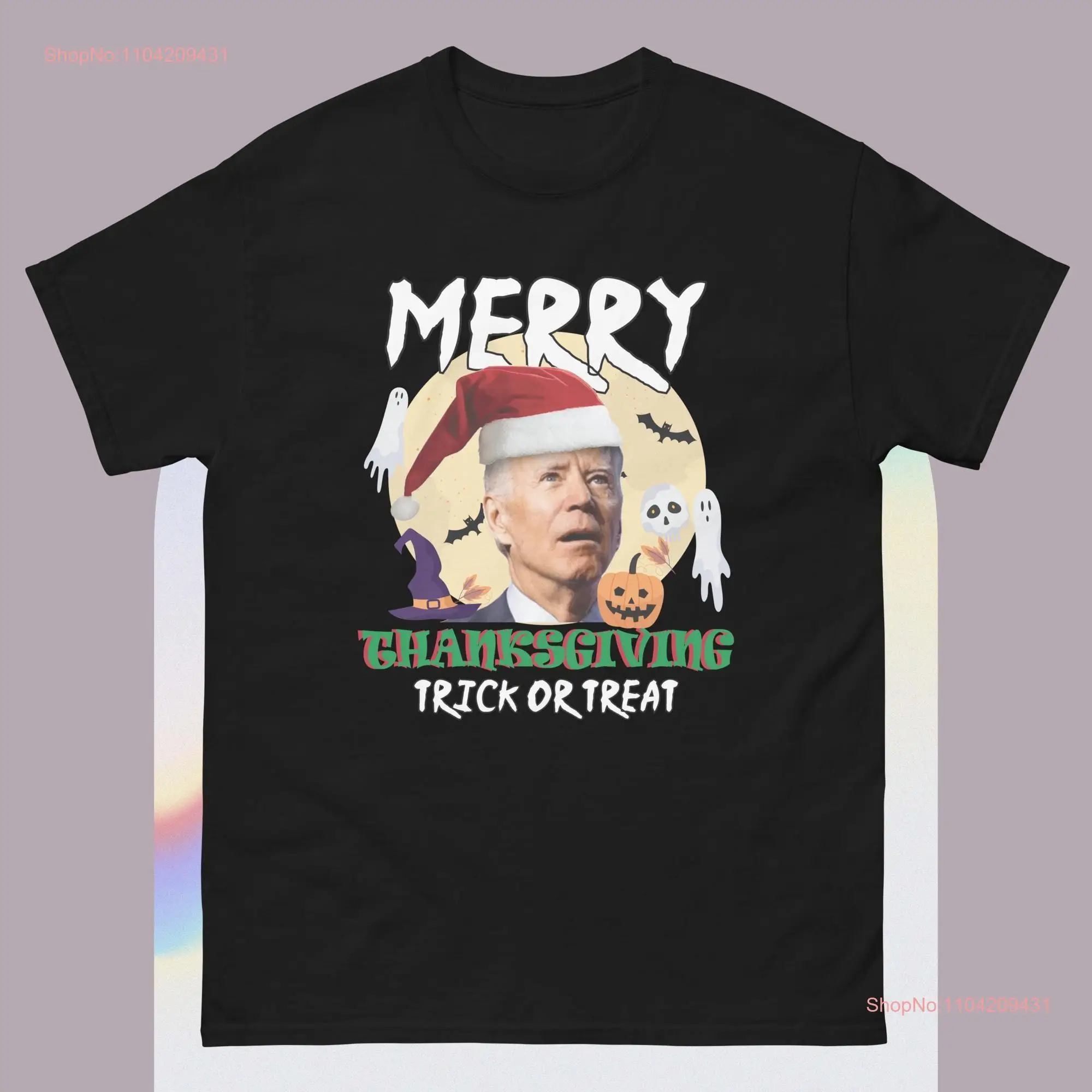 Santa Biden Merry Thanksgiving Trick Or Treat Christmas meme T Shirt classic tee long or short sleeves