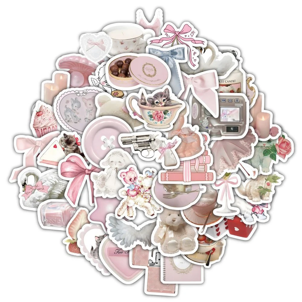 10/30/60pcs Cute Coquette Pink Ballet Girl Stickers decalcomanie Laptop Scrapbook valigia decorazione del telefono Sticker bambini classici giocattoli