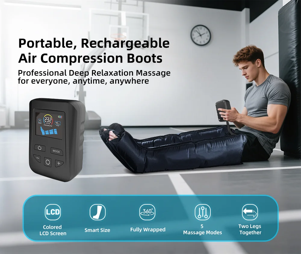 

Портативные компрессионные ботинки с лимфодренажем и давлением воздуха, расслабляющий презотерапия, массажер для ног для спортивного восстановления