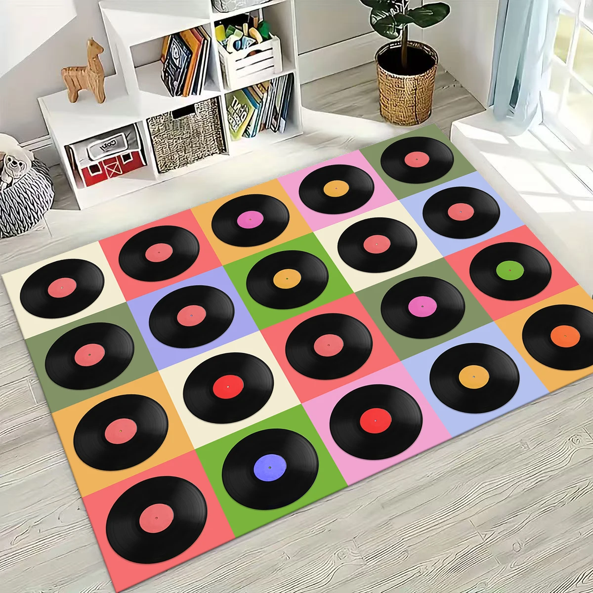 

Vinyl Record Music DJ Screen Tape Carpet Rug for Living Room Sofa Bedroom Home Doormat Decor,Large Kid Game Non-slip Floor Mat