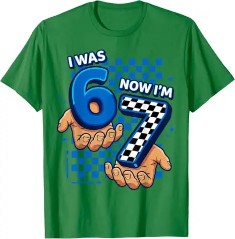 Ich war 6, jetzt bin ich 7. 7. Geburtstag 6 7 Geburtstag Jungen T-Shirt Y2k Mode 67 Six Seven Grafik-Bekleidung Rennsportliebhaber Weiches Baumwoll-T-Shirt – Detail 15