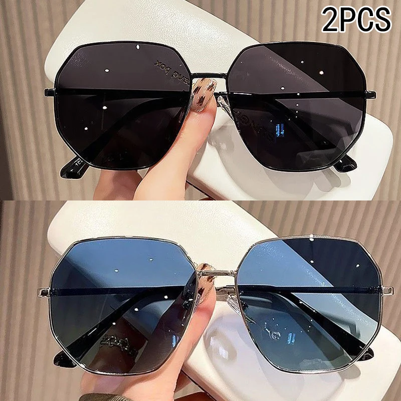 

2 шт. новые солнцезащитные очки многоугольные металлические солнцезащитные очки для вождения автомобиля пляжные солнцезащитные очки для путешествий XTP8817