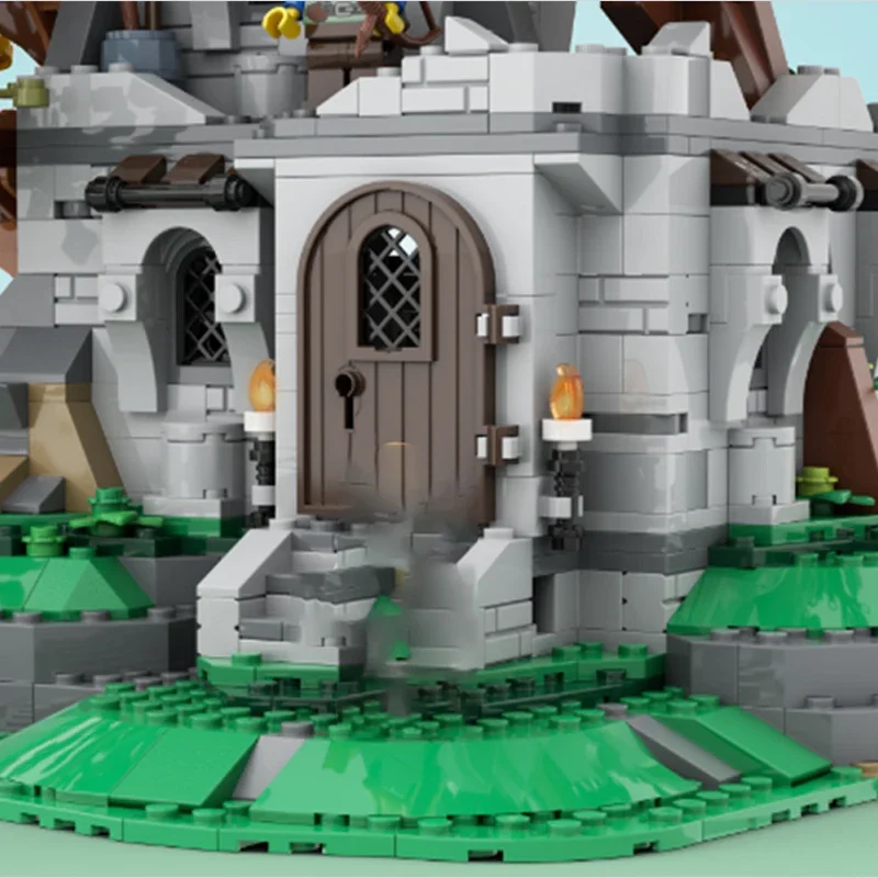 Bloques de construcción de vista de calle Medieval, modelo Moc, bloques modulares de tecnología de The Secret Inn, juguetes de Navidad, ensamblaje de juegos DIY