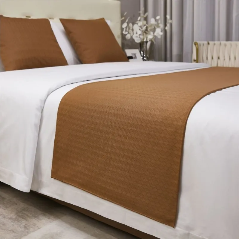 Hotel Homestay Cotton Bed Tail Towel Solid Color Cream Style Bed Cover Towel Home Hotel Guesthouse Special Decor Bed Flag ZF616