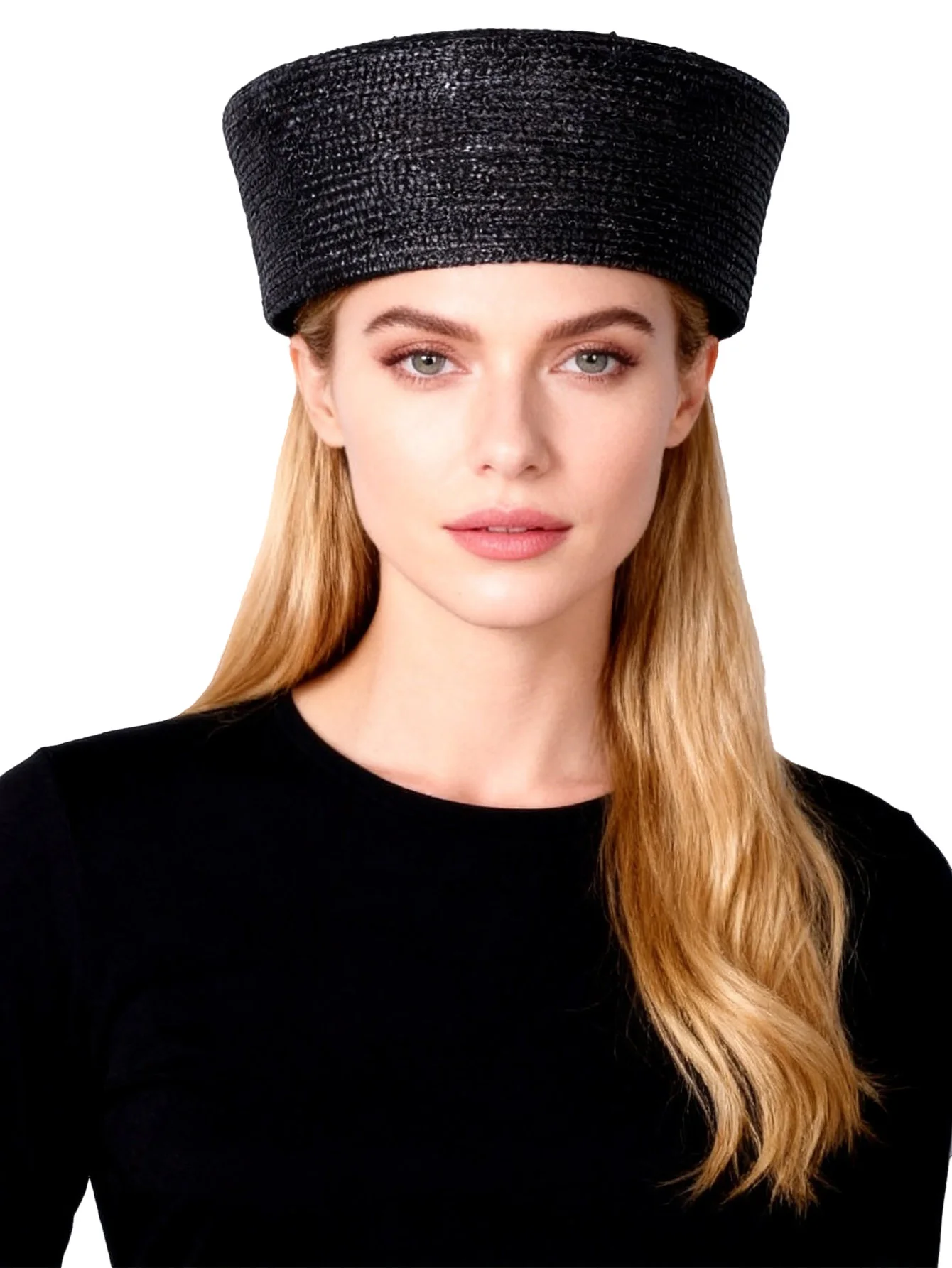 Elegant Vintage Black Brown Straw Pillbox Hat for Women Natural Grass Cocktail Church Wedding Bride Party Dress Cap