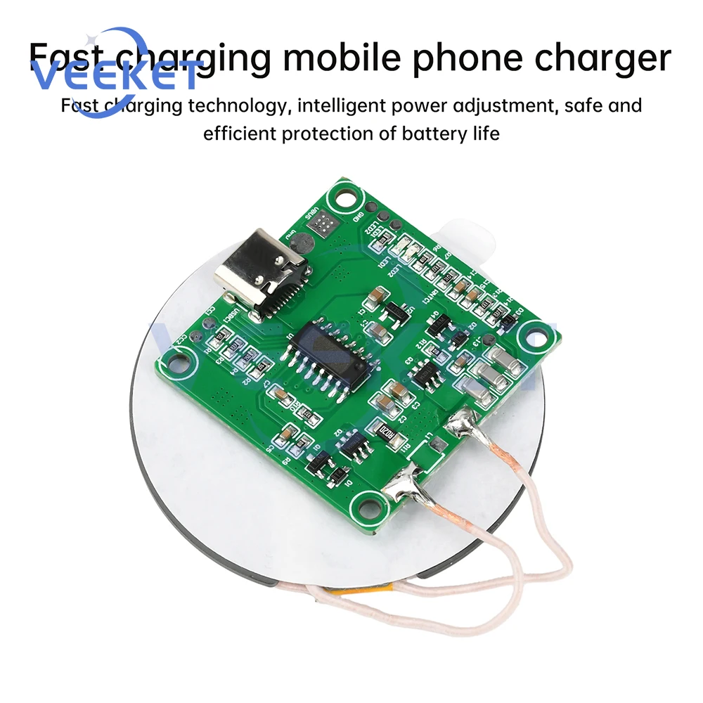 High Power Fast Charging Module DC5V 9V 12V 15W Wireless Charging Module Long Distance 10MM Transmitter Quick Charger Type C