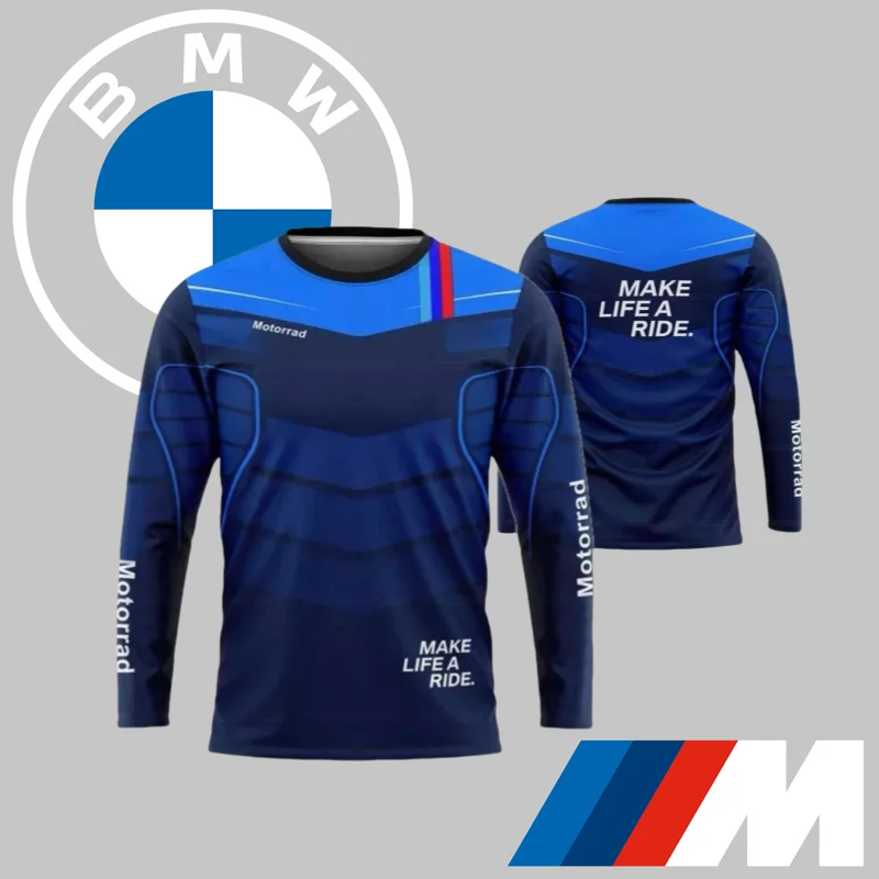 

Новинка BMW 2025 года, мужская быстросохнущая классическая футболка с длинными рукавами, роскошная автомобильная спортивная брендовая футболка, удобный повседневный топ для внедорожного мотоцикла