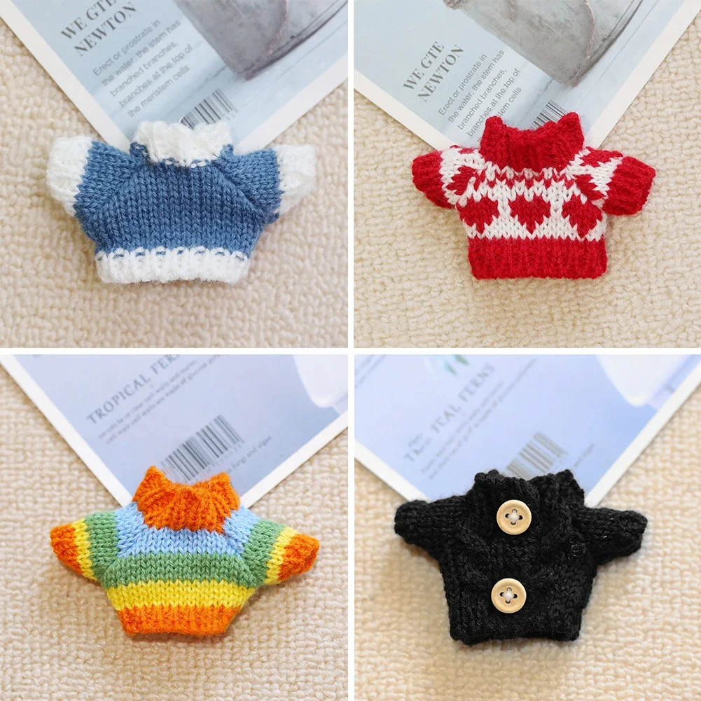 

For 14cm Master Dog Doll Twisted Strawberry Pattern Sweater Clothes with Knitting Scarf Ornament DIY Dolls Clothing Accessories