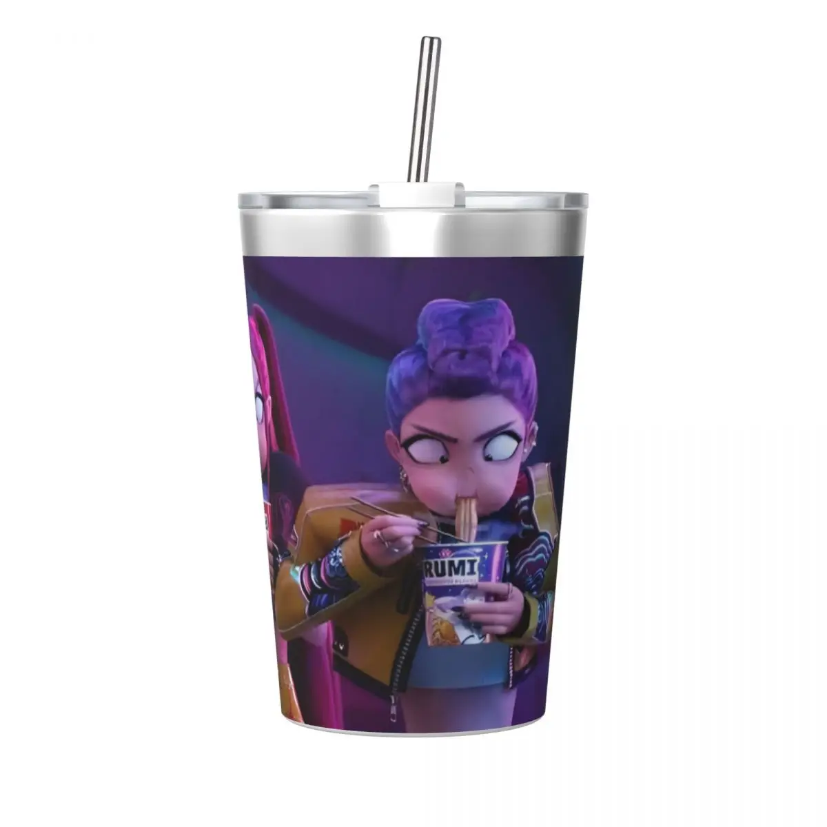

Kpop Demon Hunters Huntrix Movie Tumbler 12oz Stainless Steel Double Wall Vacuum Insulated Mug Cups With Straw for Cold Hot
