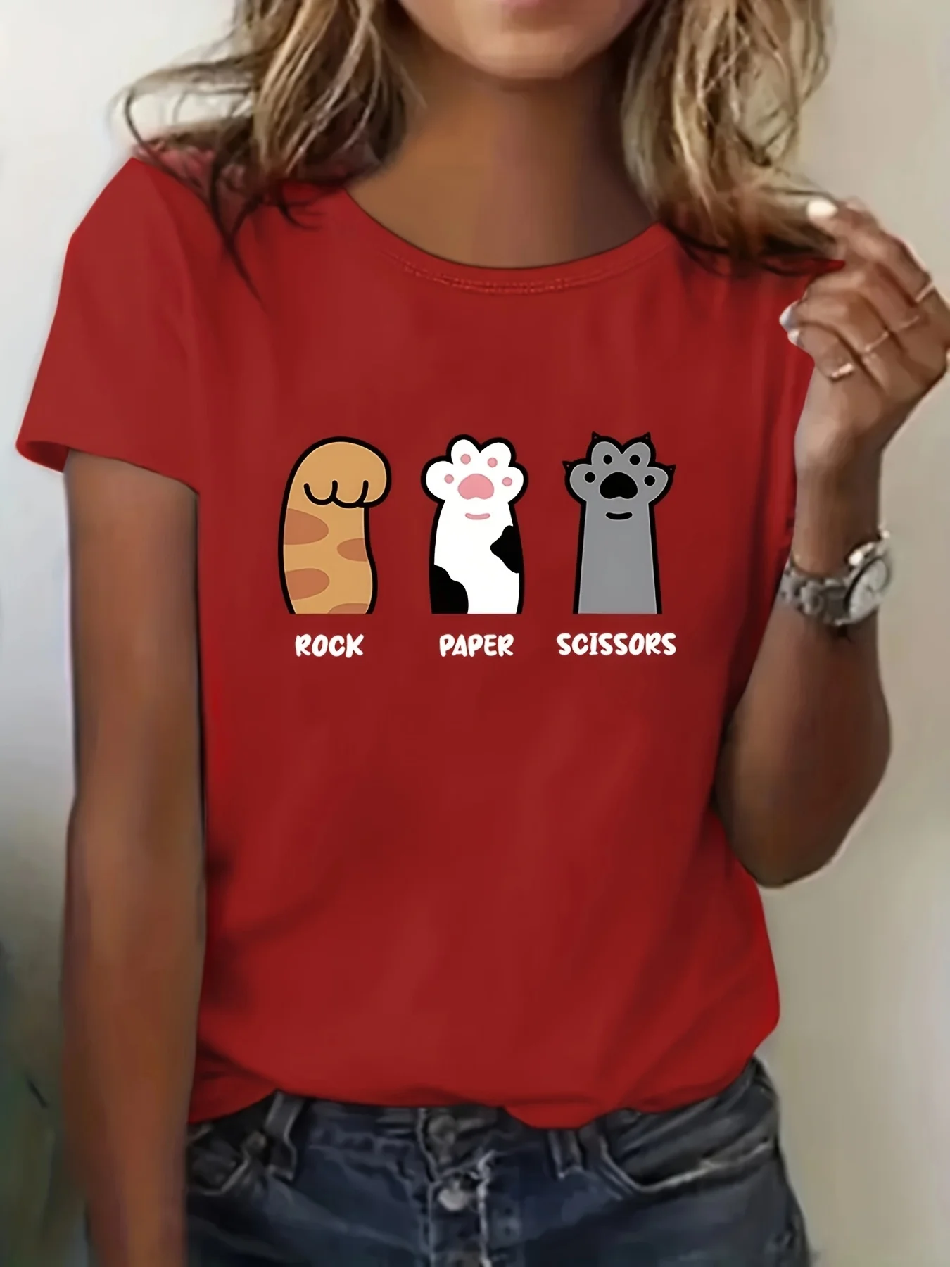 

Womens Lightweight Paw Print Casual Workout Tops Loose Fit Short Sleeves Round Neck Tee for Gym Yoga