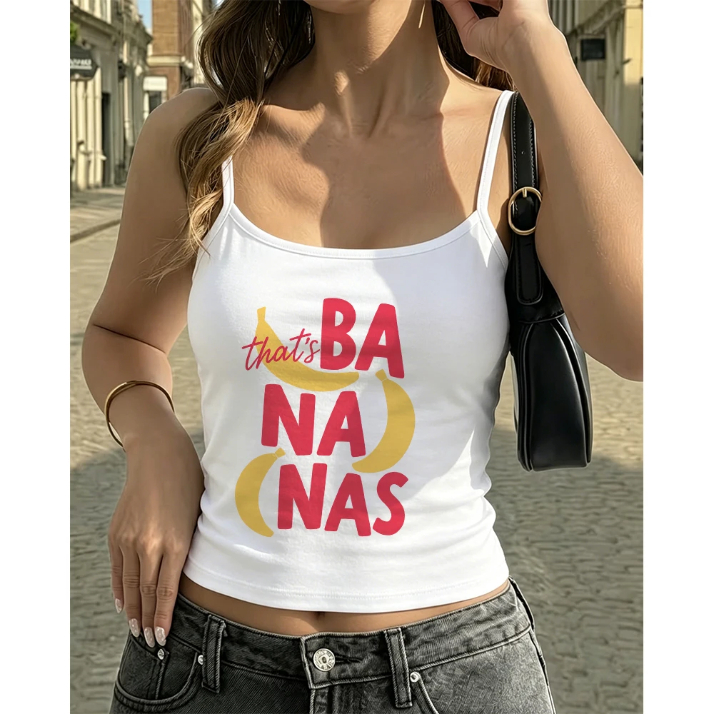 Funny Banana Text Graphic Camisole Women Summer Thats Bananas Slogan Tank Top Casual Sleeveless Vest for Beach Holiday Cute