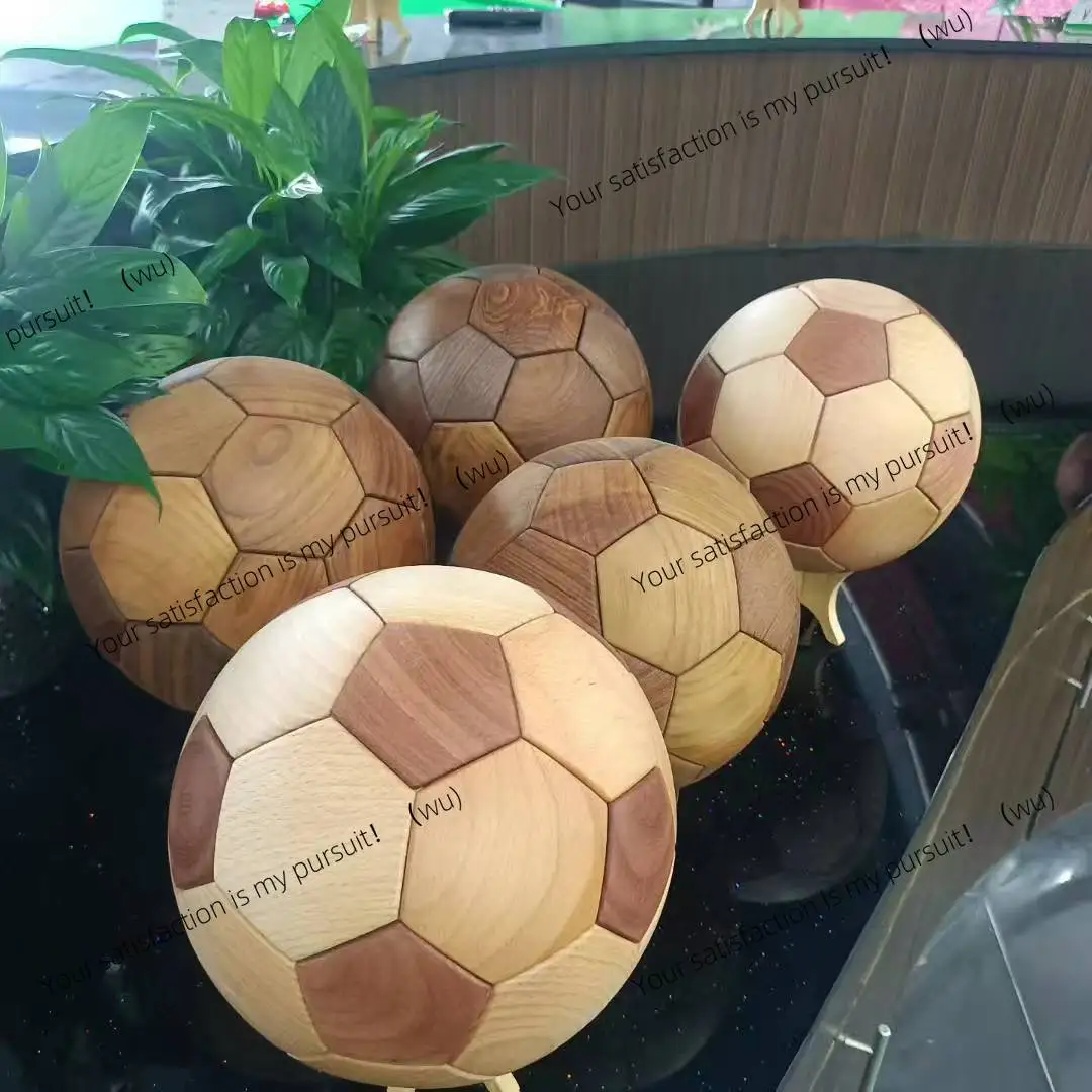 Luban tenon and mortise solid wood football, ornament creative handmade black walnut log gift gift