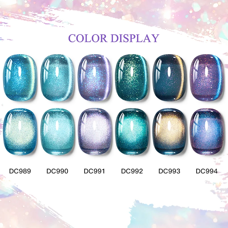 7ml Blue Glitter Blue Glass Bead Cat Magnetic Gel Ultra Shine Summer Glitter Semi Permanent Soak Off UV Gel Nail Art Varnish