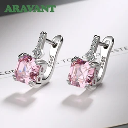 Aravant 925 Sterling Silver Square Zircon Drop Earrings For Women Fashion Jewelry