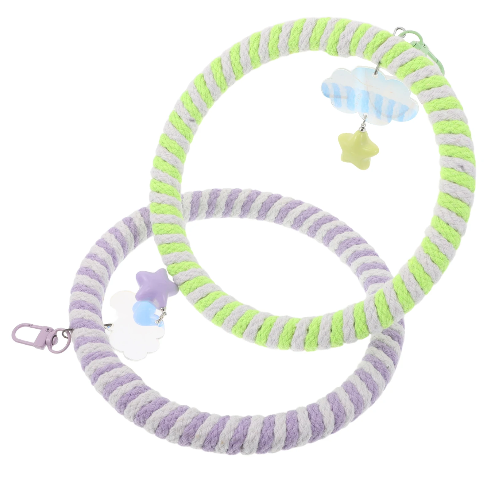 

2 Pcs Parrot Toy Rope Toys Foot Ladder for Birds Cage Climbing Swing Rings Circle Perch