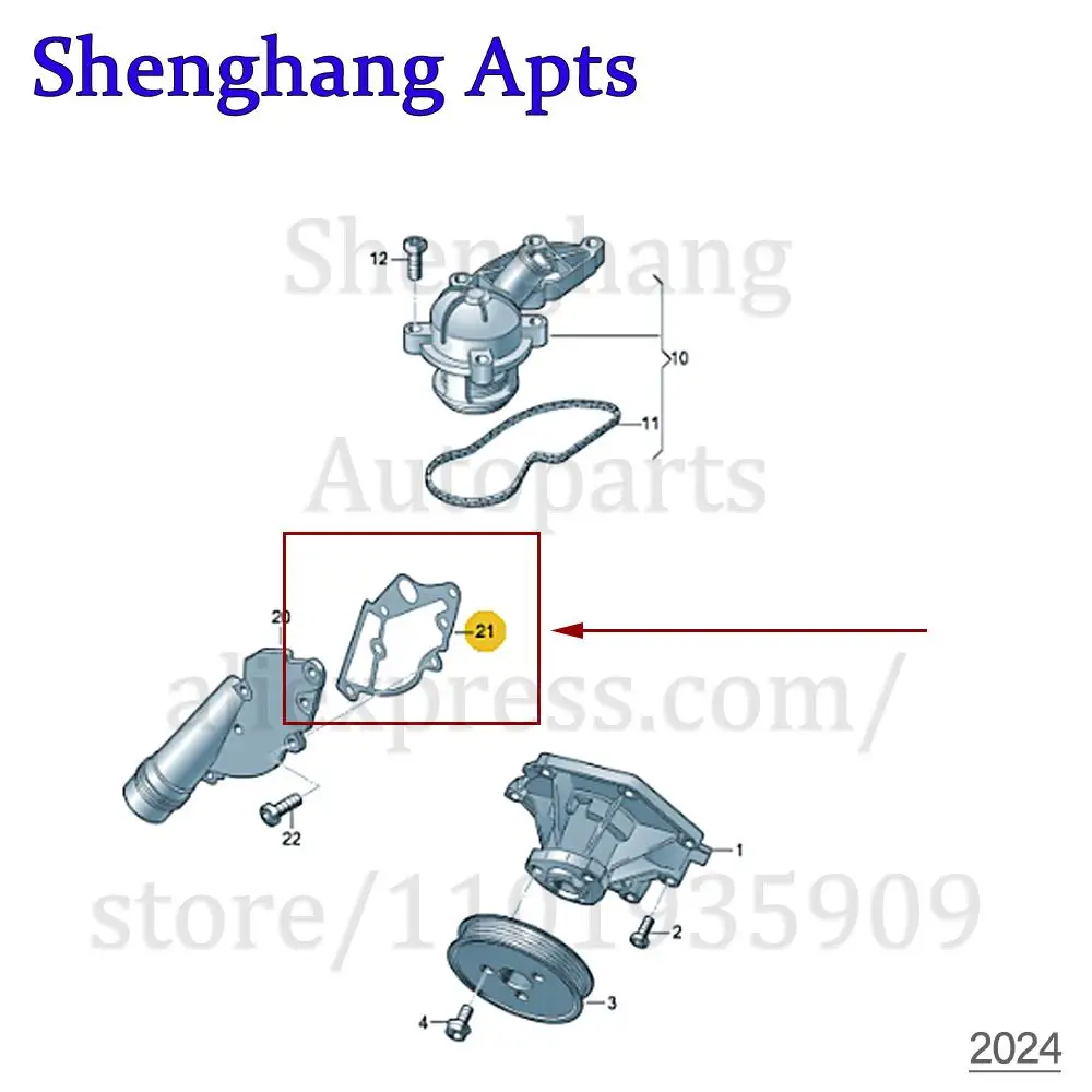 Engine Coolant Pipe Gasket 06E121139H,06E 121 139 H,95810643100 For Audi A4 A5 A6 A7 A8 Q5 Q7 S4 S5 Porsche Cayenne VW Touareg