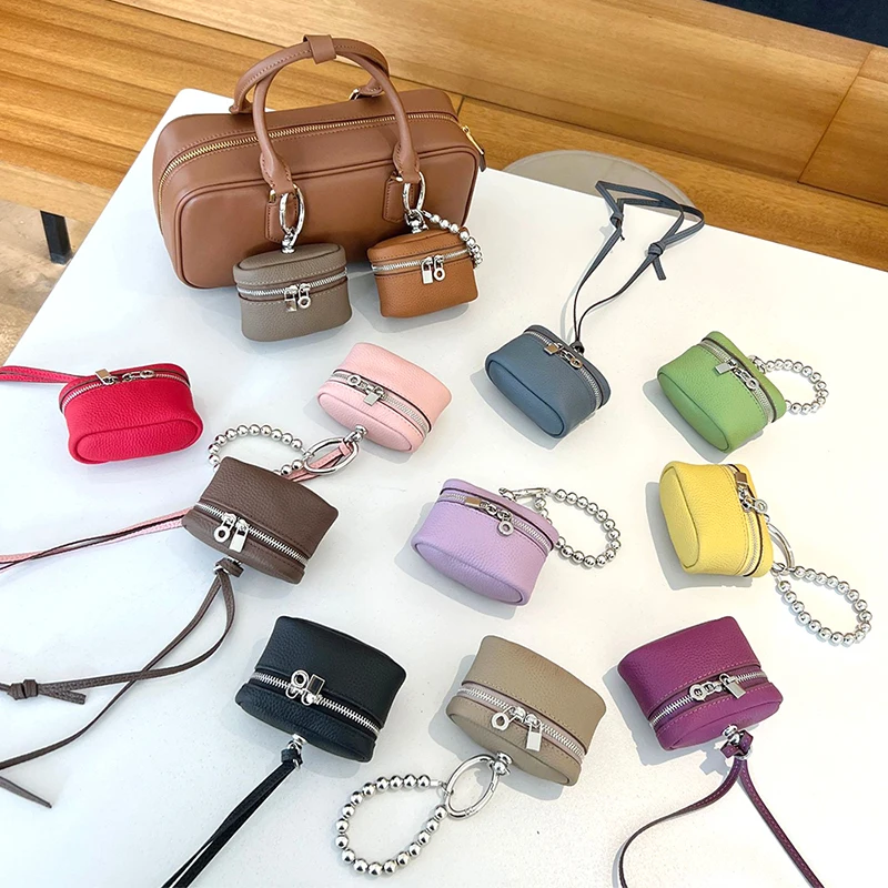 Custom Name Cowhide Luxury Coin Purse Fashion Crossbody Bag Woman Wallet Earphone Bags Pendant With Strap Clutch Bag Charm Gift