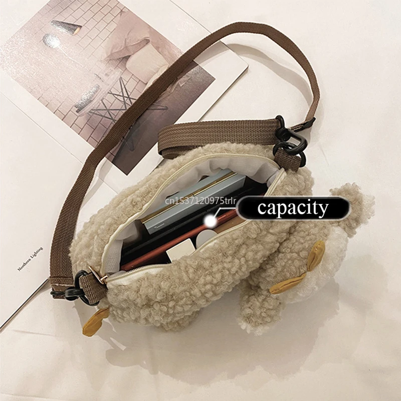 Lovely Cartoon Cow Shape Plush Messenger Bag Kid Designer Bag Cattle Crossbody Bags Small Handbags Coin Purse Women'S