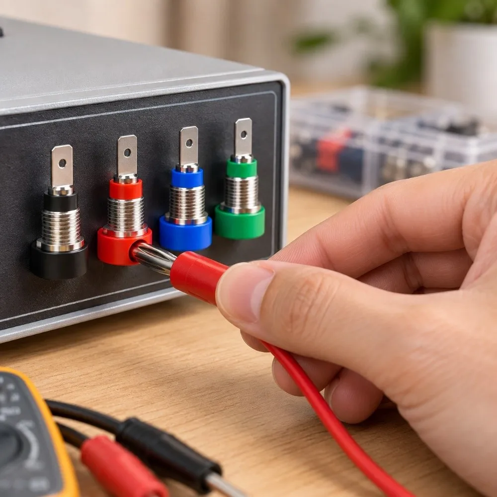 6pcs High Quality 2mm Banana Socket 5Colors 8.5*24.9mm Binding Post Jack Test Hole DIY Parts for Electrical Connector