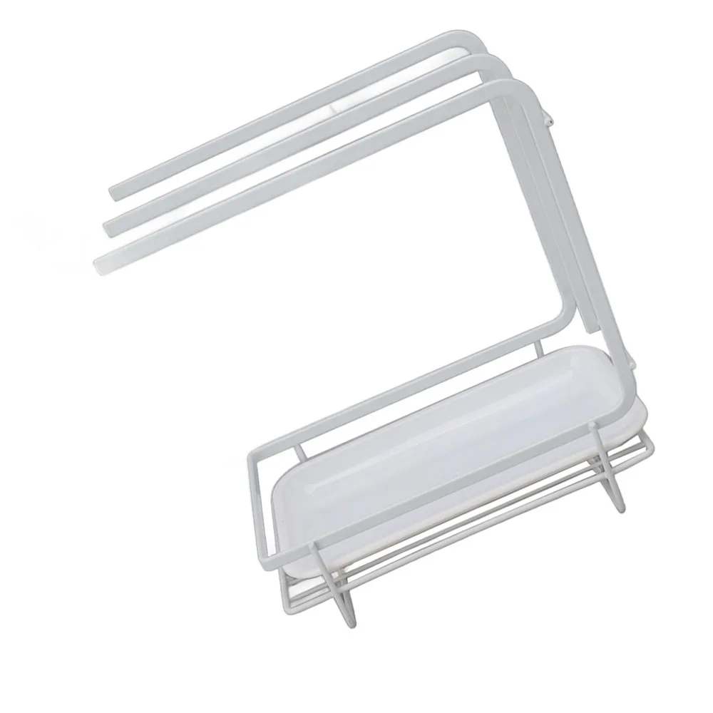 Practical Iron Sponge Holder 9.1 x 10.2 x 5.1in White/Black Sponge Organizer Drain Pan Dish Drying Rack For Kitchen Sink
