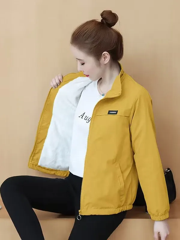 

Fce Lined/unlined ort Stand Collar Jaet 2024 Autumn Winter New Sle Women's Casual Baseball orm Korean Version