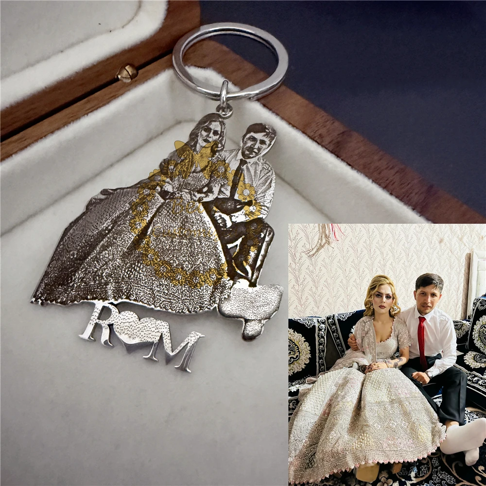 

Изготовленный на заказ брелок для счастливой невесты: свадебное фото/портретный дизайн, чтобы сохранить эксклюзивный брелок «Счастливые моменты» для невесты и жениха