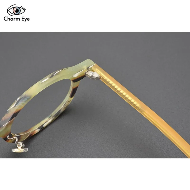 Fashion Acetate Women Color Blocked Glasses Frame High-quality Circular Retro 150 Men Large Frame Myopia Anti Blue Light Eyewear