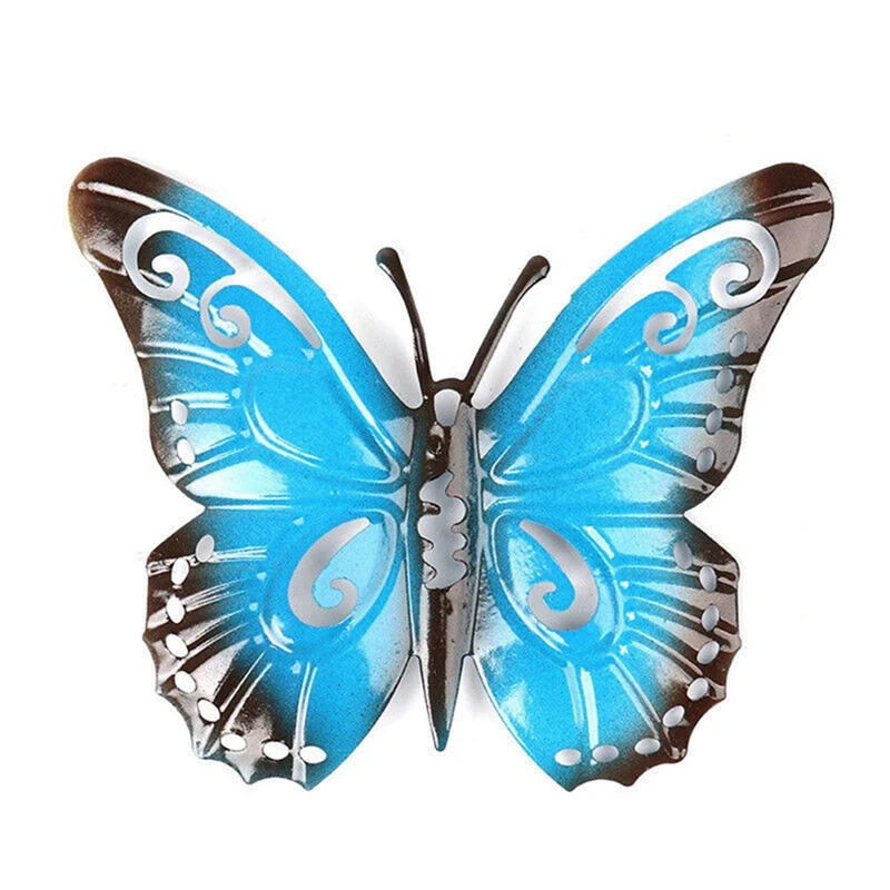 3D Metal Butterfly Yard Decor Hollow Out Butterfly Garden Large Decorative Colorful 5Piece