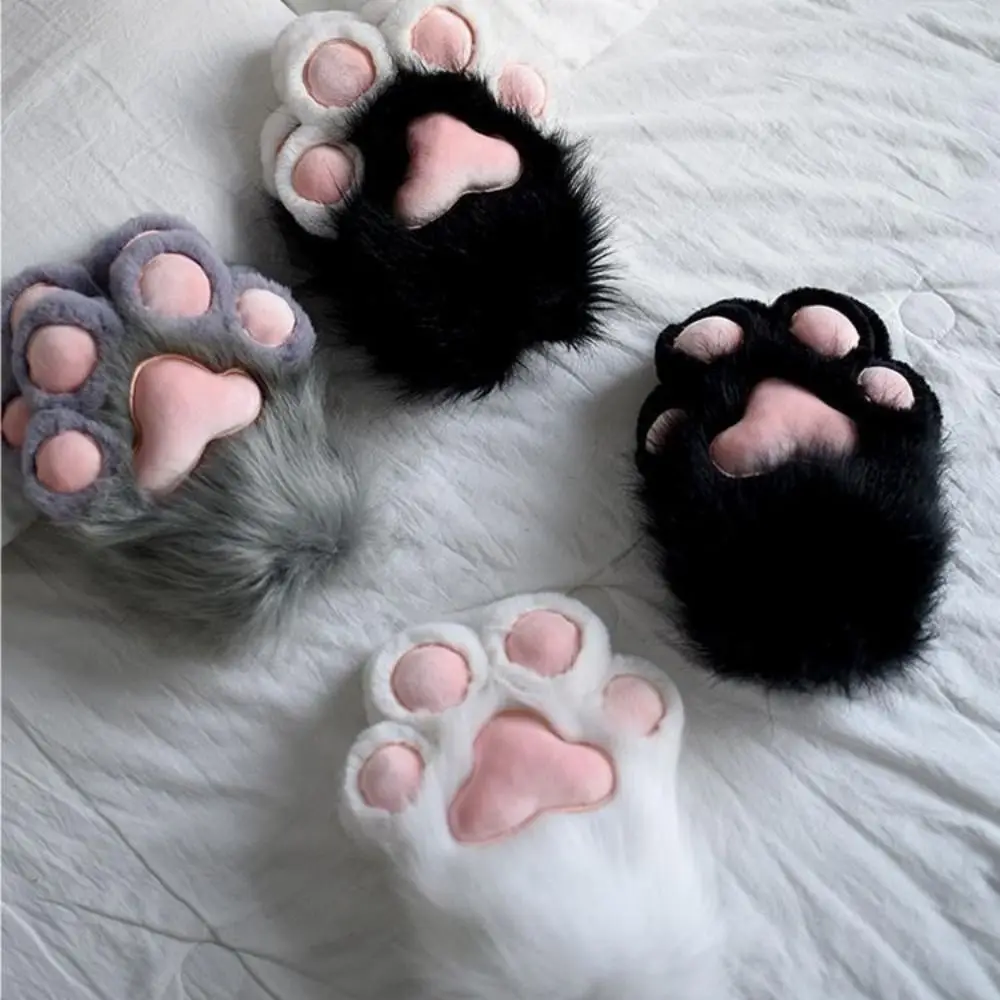 

New Plush Furry Cat Claw Gloves Anime Cute Cat Claw Plush Gloves Fingerless Bear Claw Gloves