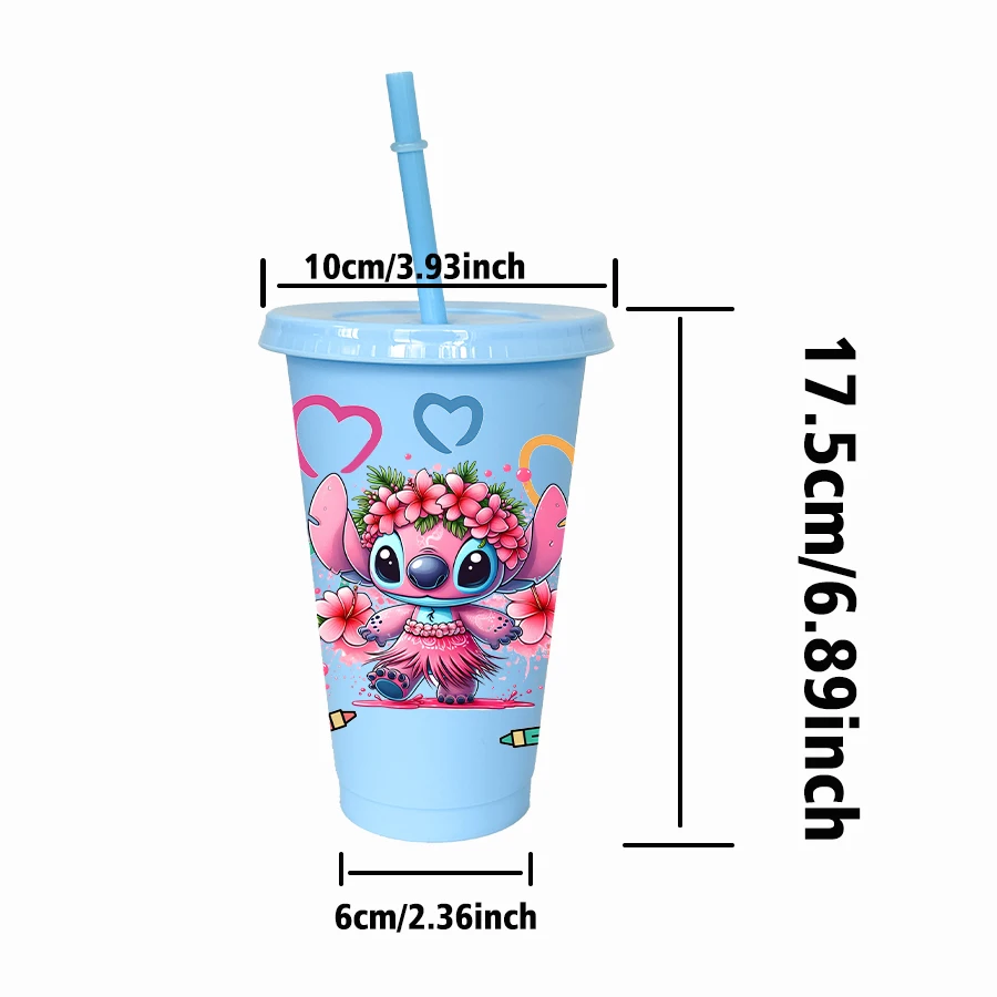 12 Teile/paket Disney Stich Floral 26 unzen Farbige Kunststoff Tumbler Geburtstag Party Trinken Utensilien Saft Kaffee Becher